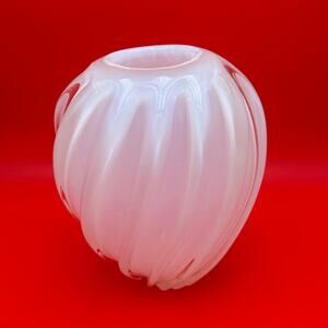 Vintage Glass 12" Vase by Larry Laslo Opalescent Italian Art Swirl Glass Vase